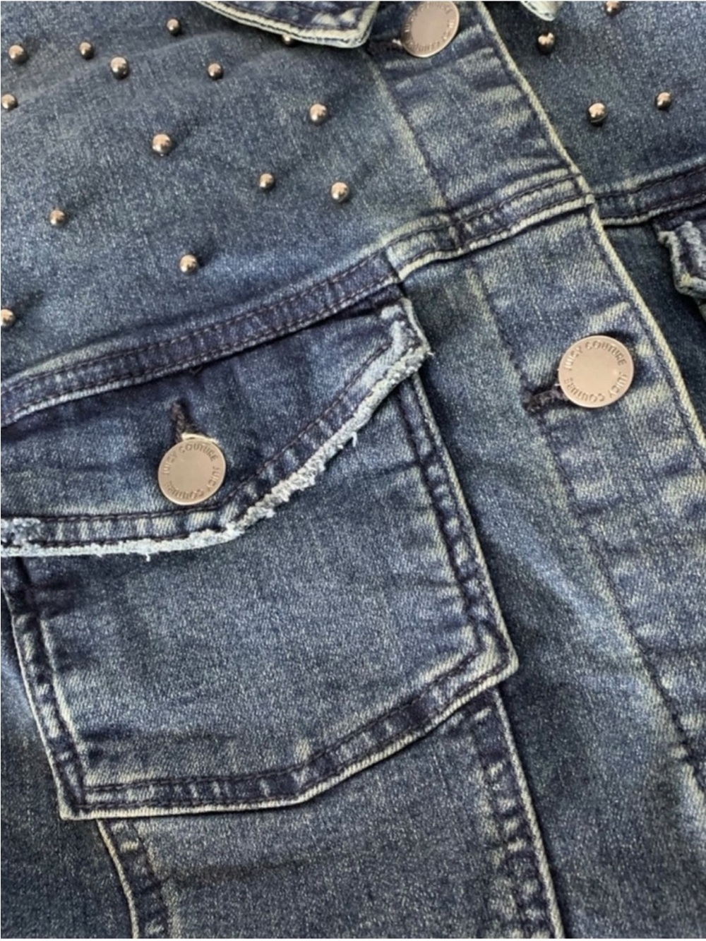 Juicy Couture Studded Stretch Denim Jacket XL NWT Y2K Rhinestone - Picture 5 of 14